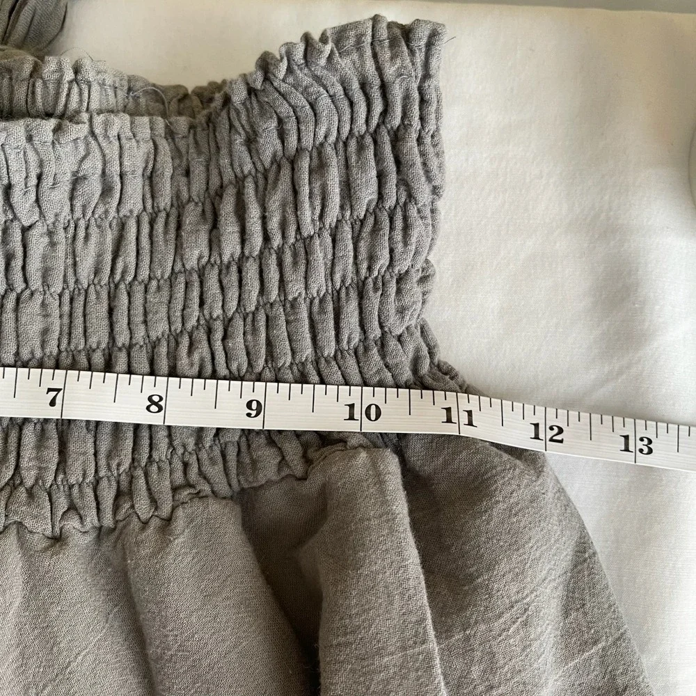 Women's‎ Gray Smocked Tie Waist Beach Hippie Cottagecore Boho Midi Skirt Size M